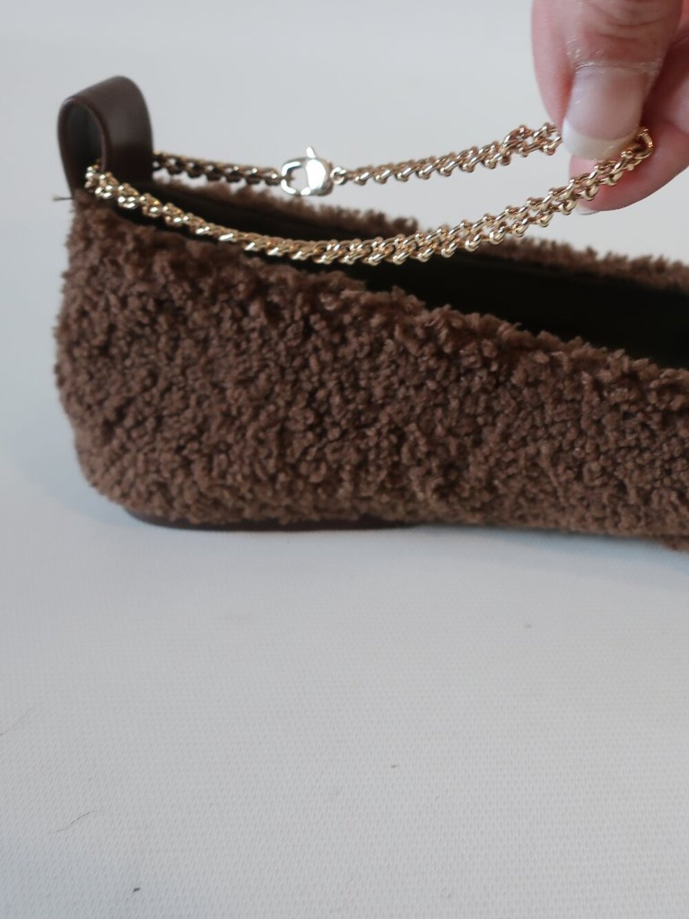 Women Maria Luca Chocolate Square Toe Teddy Eco Fur Augusta Ballet Flats 37 US/6 - Picture 12 of 16